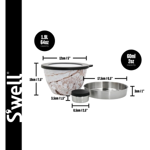 S'well Calacatta Gold Salad Bowl Kit, 1.9L - Gold by SWELL