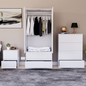 Denver Bedroom Set (2 Drawer Bedside, 4 Drawer Chest, 2 Door 2 Drawer Wardrobe) by Vida Designs