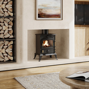 Freestanding Cast Iron Multi-Fuel Stove - Black / 65kg by Livingandhome