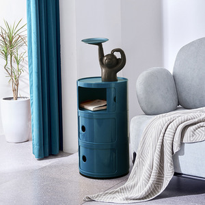 Round Beside Table Filling Cabinet Chest Unit Stockable - Blue / 3 by Livingandhome