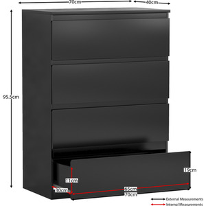 Denver Bedroom Set (2 Drawer Bedside, 4 Drawer Chest, 2 Door 2 Drawer Wardrobe) by Vida Designs