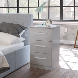 Wooden 4 Piece Furniture Set Wardrobe Chest of Drawers Bedsides Lynx - Grey by Birlea