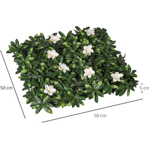 Outsunny 50cm x 50cm 12PCS Artificial Boxwood Wall Panels - Green, White by Outsunny