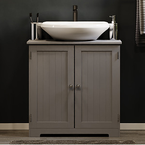 Priano 2 Door Under Sink Cabinet - Light Grey by Vida Designs