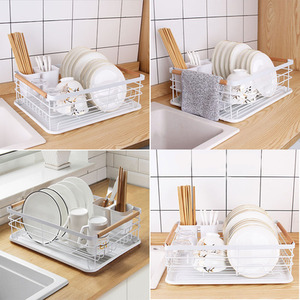Iron Dish Drainer Drip Tray - White by Livingandhome