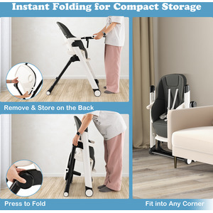 Foldable Baby High Chair Feeding Chair - Black by Costway