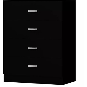 3 Piece Wardrobe Set Bedside 4 Drawer Cabinet Bedroom Furniture - Black by Wyld and Coco