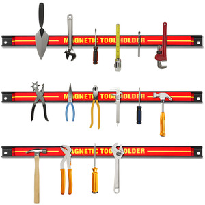 3 Pack Magnetic Tool Holder Magnetic Bar - Red by Costway