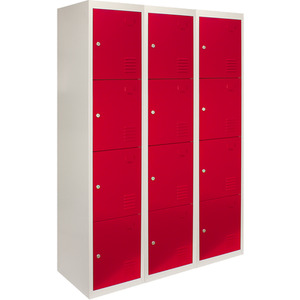 3 x Metal Storage Lockers - Four Doors, Red - Various by Monstershop