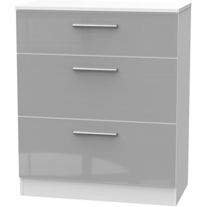 Contrast Ready Assembled 3 Piece Bedroom Set - Light Grey / White / Gloss Finish and Matt Finish