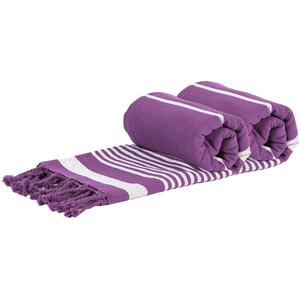 Deluxe Cotton Turkish Bath Towel - Pinstripe - Purple / 2 by Nicola Spring