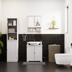 Priano 1 Door 2 Shelf Tall Cabinet - White by Vida Designs