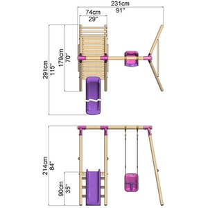 Wooden Swing Set with Slide by Rebo