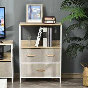 HOMCOM 3 Drawer Storage Chest Unit Home with Shelves Home Living Room Bedroom - White by HOMCOM