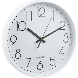 12-Inch Non-Ticking Battery-Operated Wall Clock - White by Livingandhome