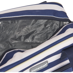 KitchenCraft Lulworth 11.5 Litre Blue Stripe Holdall Style Cool Bag - Blue by KitchenCraft