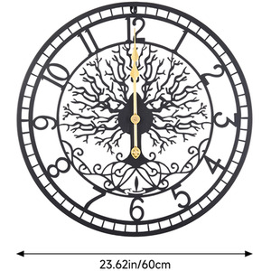 Metal Minimalist Arabic Numerals Wall Clock - Black by Livingandhome