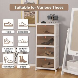 Foldable Shoe Storage Cabinet - White by Costway