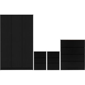 Malvern 3 Door Wardrobe Bedroom Set - Black by Seconique
