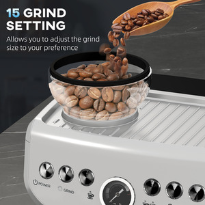 HOMCOM Espresso Machine with Integrated Bean Grinder Steam Wand by HOMCOM