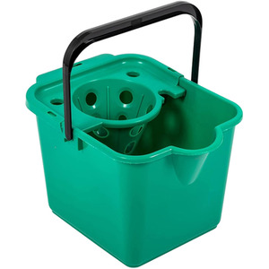 Green 12L Plastic Mop Bucket With Wringer and Lip For Easy Pouring - Green by STORM TRADING GROUP