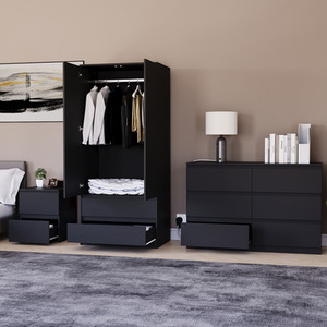 Denver Bedroom Set (2 Drawer Bedside, 6 Drawer Chest, 2 Door 2 Drawer Wardrobe) by Vida Designs