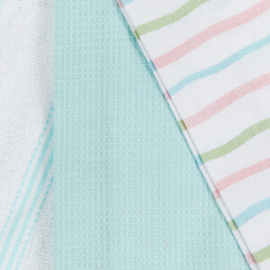 Pack of 3 Pastel Wave Tea Towels - Multicolour by My Home