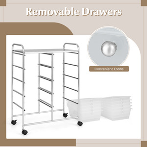 10-Drawer Storage Cart Rolling Cart - Clear by Costway