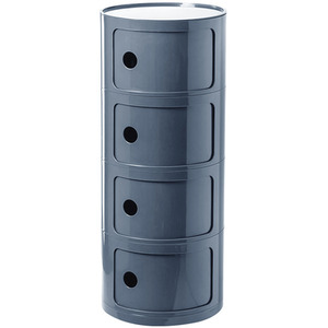 Round Beside Table Filling Cabinet Chest Unit Stockable - Grey / 4 by Livingandhome