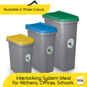 Slim Lift Top Kitchen Recycling Waste Bin - Blue / 40l by Home Centre