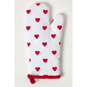 Red Hearts Cotton Oven Glove - Red by Homescapes