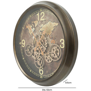 Modern Metal Gear Clock for Bedroom - Coffee by Vanity Living