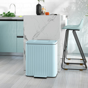 HOMCOM Dual 20L Kitchen Double Bin with Soft-Close Lid by HOMCOM