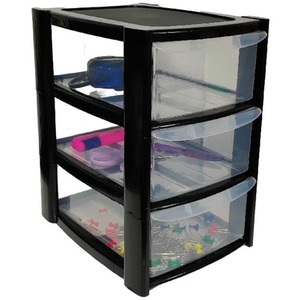 Small 3 Drawer Stationery Storage Unit Black - Black by Thumbs Up