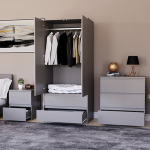 Denver Bedroom Set (2 Drawer Bedside, 3 Drawer Chest, 2 Door 2 Drawer Wardrobe) by Vida Designs