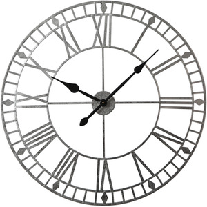 Skeleton Round Wall Clock - Silver Foiled by Home Garden Direct