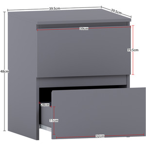 Denver Bedroom Set (2 Drawer Bedside (x2), 5 Drawer Chest, 2 Door Wardrobe) by Vida Designs