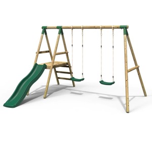 Wooden Swing Set with Slide by Rebo