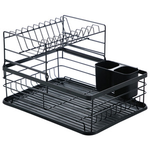 Metal Kitchen Dish Drainer Rack with Tray - Black by lifeideas