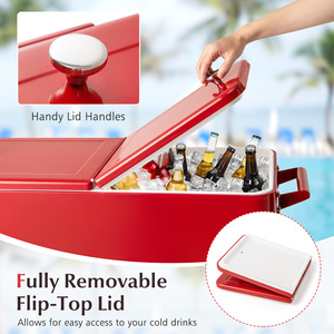 75 L Portable Patio Rolling Ice Chest - Red by Costway