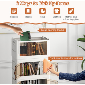 3-Tier Folding Shoe Storage Cabinet - White by Costway