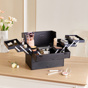 Aluminum Alloy Dual-Opening Cosmetic Organiser - Black / 37cm by komore