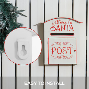 HOMCOM Christmas Post Box Wall Mounted Letters to Santa Mailbox - White by HOMCOM