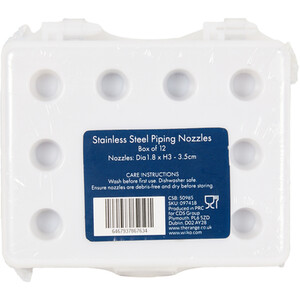 Pack of 12 Stainless Steel Piping Nozzles - Silver