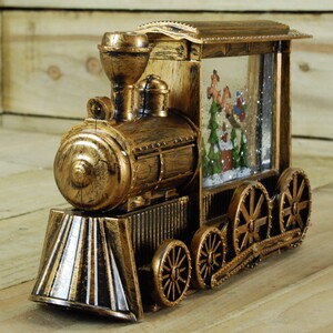 Water Spinner Christmas Train and with Santa Scene - Brown by Samuel Alexander