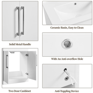 Yaheetech Bathroom Cabinet with Ceramic Sink - White by Yaheetech