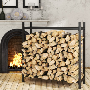 Iron Powder Coated Firewood Logs Holder - Black by Livingandhome