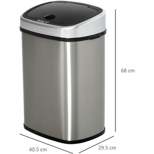 HOMCOM Sensor Waste Bin - Silver / 48l by HOMCOM