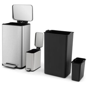 2Pcs Kitchen Rubish Bin - Silver by Costway