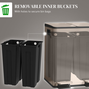 HOMCOM 20L Dual Kitchen Bin with Removable Inner Buckets by HOMCOM
